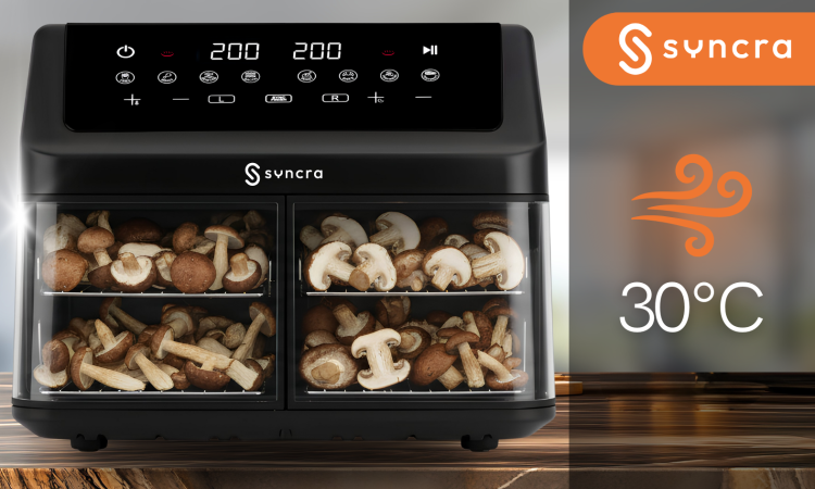 Frytkownica Syncra AeroChef Duo 10L DWUKOMOROWA FRYTOWNICA Air Fryer POJEMNA PODWÓJNA 2000W Z OPCJA SUSZENIA, ODMRAŻANIA, PIECZENIA I INNE TRYBY AUTOMATYCZNE