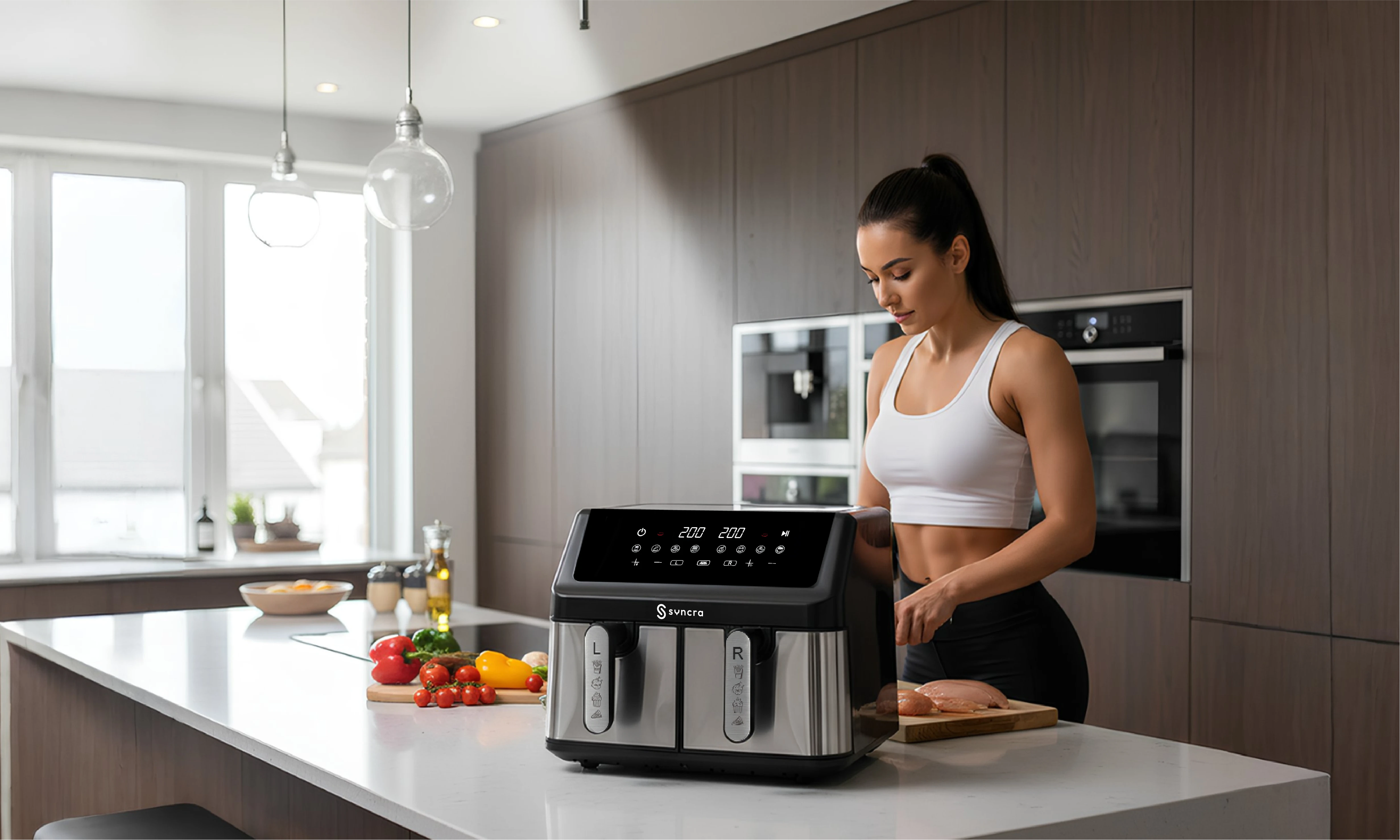 Frytkownica dwukomorowa Syncra AeroChef Duo 10L w kuchni
